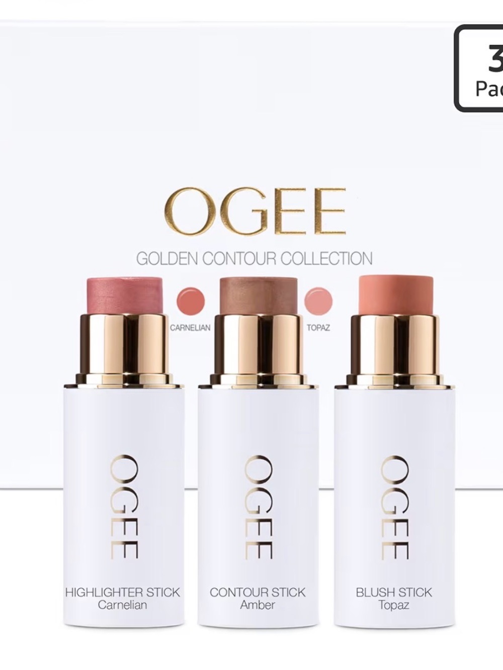 ogee Golden Contour Collection Trio — Carnelian, Amber & Topaz